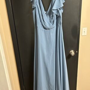David Bridal- slate blue Bridesmaid Dress